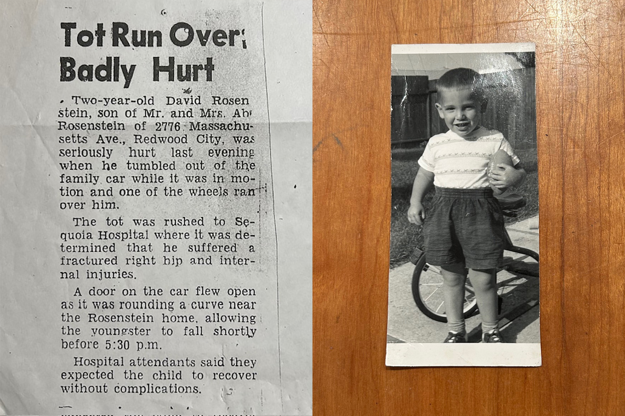 Newspaper article about tot who was run over